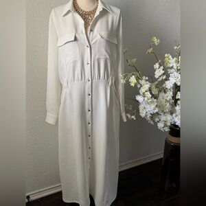 Zara White Long Sleeve Dress